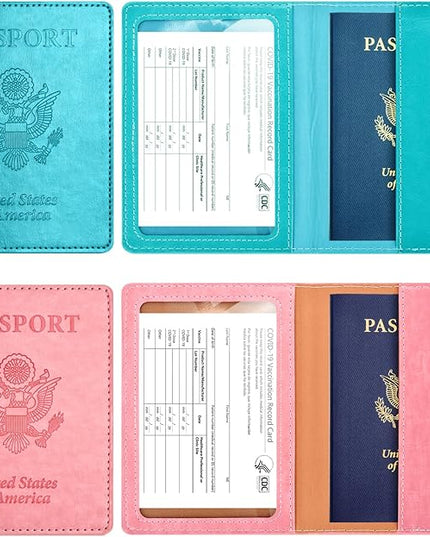 Eoehro Passport Holder for Travel Essentials-2Pack, Passport Wallet Cover Case for Travel Must Haves Accessories,Passport Book Holders for Women and Men