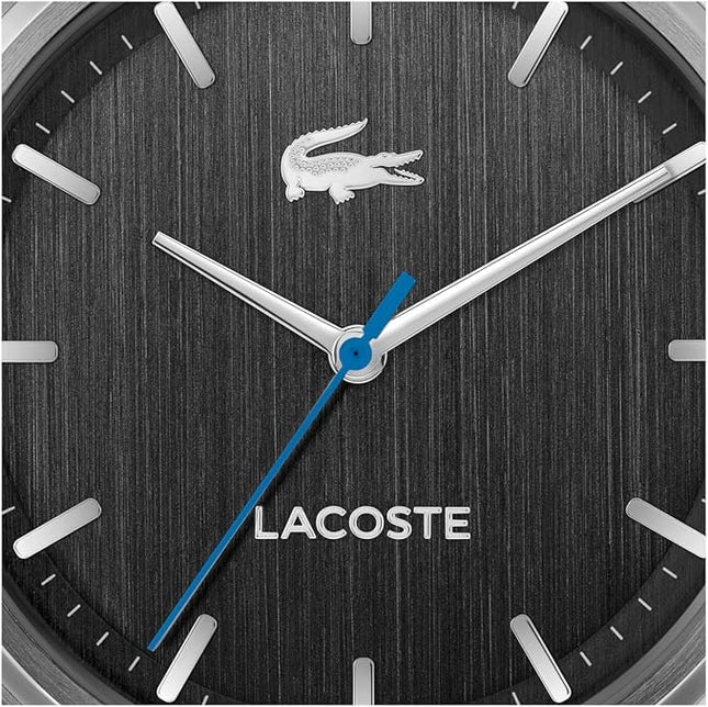Lacoste Lisbon Men’s Quartz Watch - Three-Hand Sunray Dial with Stick Indexes, Polished Case, Crocodile Logo - Modern, Classic Timepiece - Gift for Him 42mm
