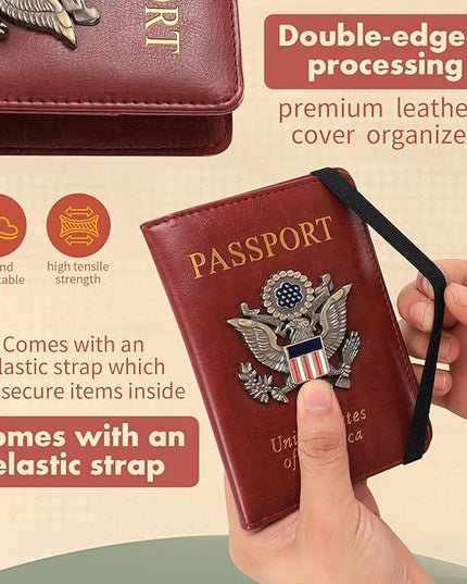 Passport Holder Cover Travel Wallet RFID Blocking Passport Wallets Family Organization Personalized Wallet Case for Men and Women Travel Must Haves(Rose gold)
