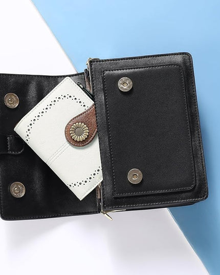 SENDEFN Small Womens Wallet Leather Bifold Card Holder RFID Blocking with Zipper Coin Pocket