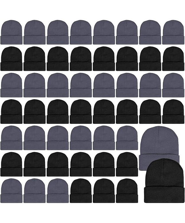 SATINIOR 50 Pack Winter Hats Bulk Beanies Unisex Knit Skull Caps Warm Stocking Hat for Adults Homeless