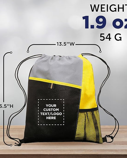 DISCOUNT PROMOS Custom Non-Woven Drawstring Backpacks Set of 10/50/100, Personalized Bulk Pack