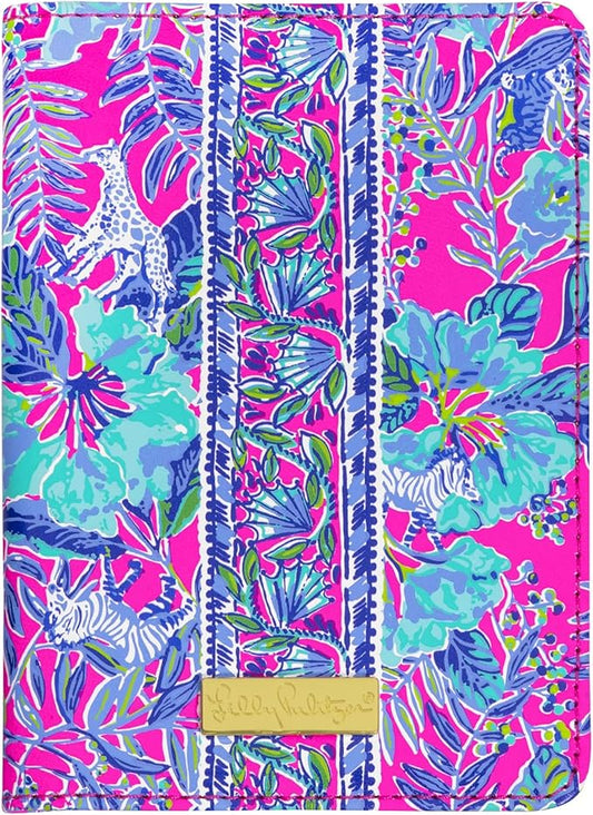 Lilly Pulitzer Vegan Leather Passport Holder, Cute Passport Cover, Travel Wallet with Credit Card Slots, Lil Earned Stripes