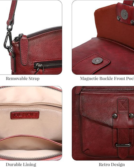 HESHE Leather Crossbody Bags for Women Satchel Purses Shoulder Purses and Handbags Cross Body Bag with Multi Pockets