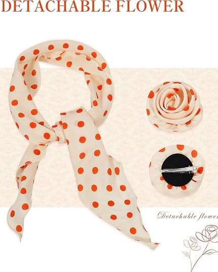 Chiffon Scarf for Women, Removable Flower Neck Scarf Light Soft Fashion Rose Scarves Versatile Headband or Hair Band