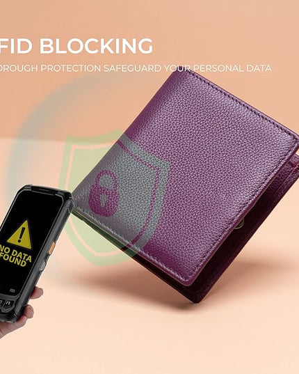 Bveyzi Ultra Slim Small RFID Wallet for Women, Leather Tiny Thin Bifold Pocket Ladies Wallet