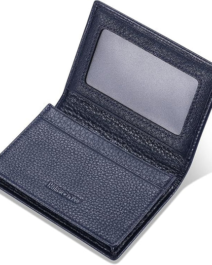 Leather Business Card Case Holder for Men & Women, Italian Calfskin