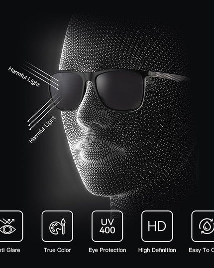 ZENOTTIC Square Polarized Sunglasses for Men Ultralight Carbon Fiber Sun Glasses Driving Fishing Golf Sports UV400 Protection