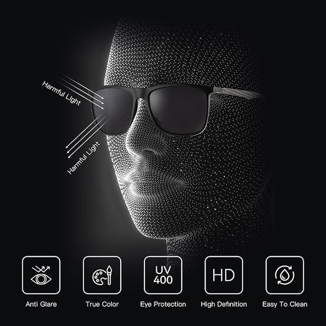 ZENOTTIC Square Polarized Sunglasses for Men Ultralight Carbon Fiber Sun Glasses Driving Fishing Golf Sports UV400 Protection