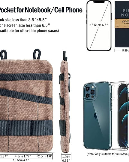 VIPERADE VE1-OW EDC Pouch, Waxed Canvas Pocket Organizer, EDC Pocket Organizer Pouch for Men, 3 Tool Slots with 1 Zipper Pocket Great for EDC Gears