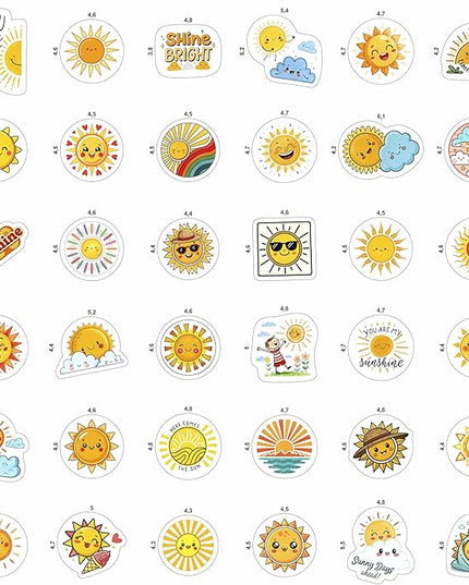 100Pcs Small Sun Stickers and Decals -Sunshine Stickers for Water Bottle - Sun Party Supplies & Decorations - Sunshine Gifts - Gift for Women & Men