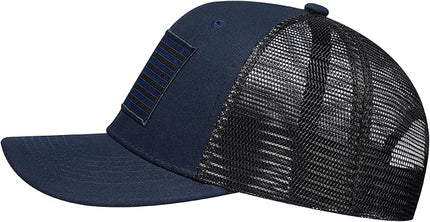 AURR American Flag Trucker Hat, Patriotic Baseball Cap for Men & Women, Breathable Mesh Adjustable Snapback, USA Flag Patch