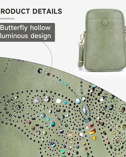 Small Crossbody Bags for Women, Lightweight Mini Cute Cell Phone Purse for Women with Tassel Shining Butterfly