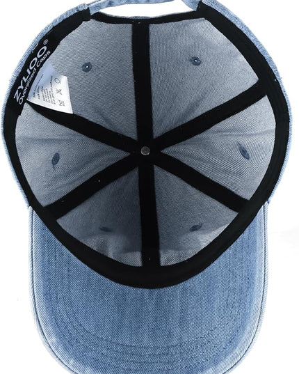 XXL Oversize Washed Denim Baseball Cap,Low Profile Jean Sports Cap for Big Heads 23.5"-25.5",Large Pigment Dyed Dad Hat