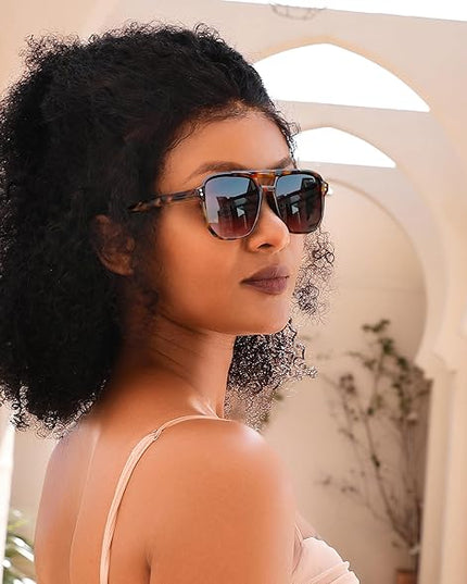 FEISEDY Retro Square Aviator Sunglasses Women Men 70s Vintage Trendy Plastic Frame Sun Glasses B2835