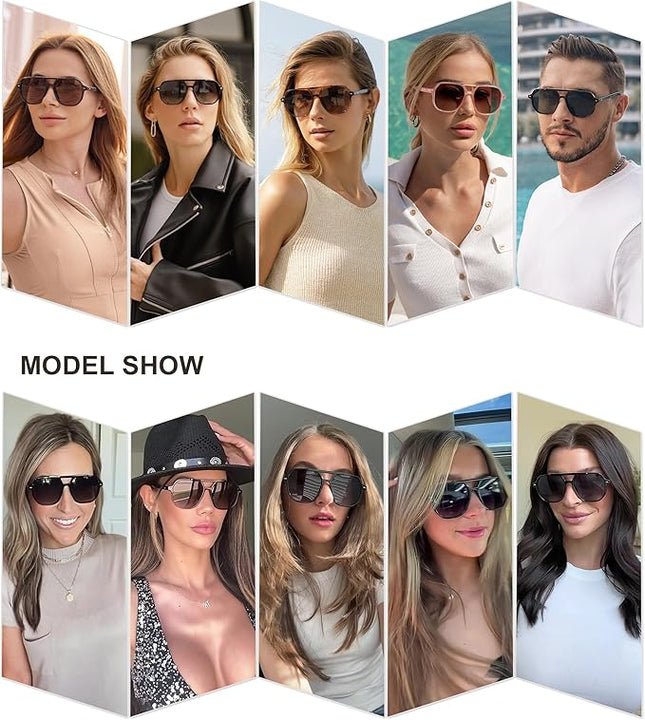 SOJOS Retro Trendy Aviator Polarized Sunglasses Men Women Vintage 70s Square Stylish Frame Sun Glasses SJ2283