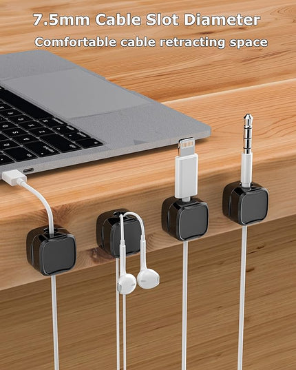 Magnetic Cable Clips, Adjustable Cord Holder Management, Adhesive Wire Keeper Organizer for Home Office Desk Phone PC Car Wall Desktop Nightstand Appliance (9-Pack Black)