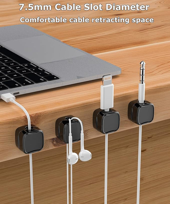 Magnetic Cable Clips, Adjustable Cord Holder Management, Adhesive Wire Keeper Organizer for Home Office Desk Phone PC Car Wall Desktop Nightstand Appliance (9-Pack Black)