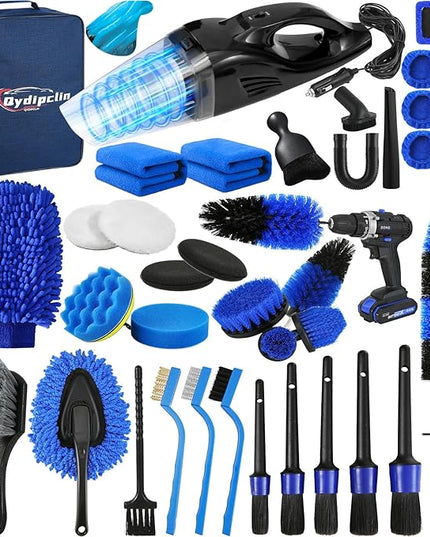 38PcsB Car Detailing Kit, Car Detailing Brush Set, Car Wash Cleaning Kit, Car Detailing Brushes, Professional Car Care Kit for Interior Exterior Wheels, Blue