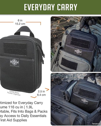 MAXPEDITION Beefy Pocket Organizer, Compact, MOLLE-Compatible, 1000D Nylon Tactical Pouch, Everyday Carry Tool and Gear Storage for Outdoor, Tactical, Survival, 0266