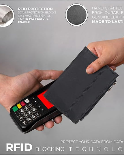 Oak Leathers Wallet For Women Full Grain Leather - Small RFID Coin Purse Credit Card & ID Holder for Ladies,Bifold Wallets for Teenager | Small, RFID, Coin Purse, for Ladies, for Teenager