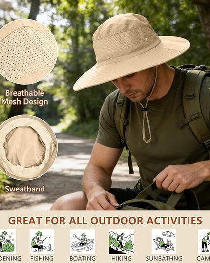 ZOORON Sun Hats for Men Women Fishing Hat with Neck Flap,UPF 50+ Sun Hat Waterproof Wide Brim Bucket Hats for Safari Hiking