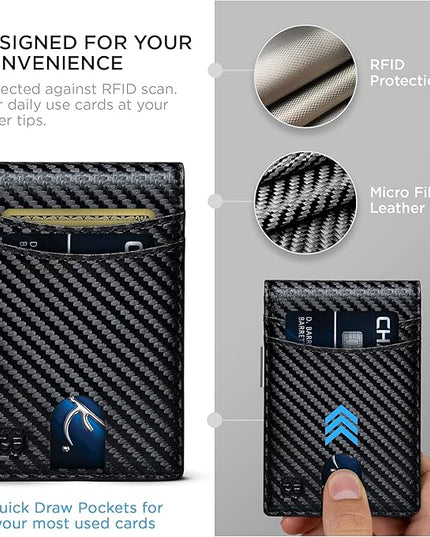 SERMAN BRANDS Mens Money Clip Wallet. RFID Blocking Slim Front Pocket Wallets for Men, Full Grain Leather RFID Minimalist Card Holder | RFID Blocking, Slim, Front Pocket, RFID, Minimalist, Card Holder