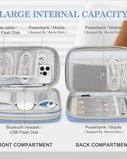 FYY Electronic Organizer, Large Travel Cable Organizer Bag Pouch Electronic Accessories Carry Case Portable Waterproof Double Layers All-in-One Storage Bag for Cable, Cord, Charger, Pattern Blue