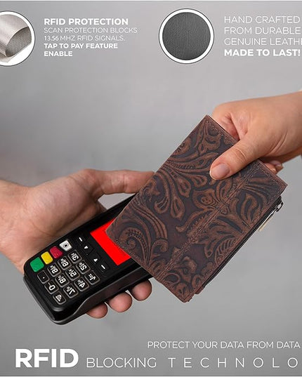 Oak Leathers Wallet For Women Full Grain Leather - Small RFID Coin Purse Credit Card & ID Holder for Ladies,Bifold Wallets for Teenager | Small, RFID, Coin Purse, for Ladies, for Teenager
