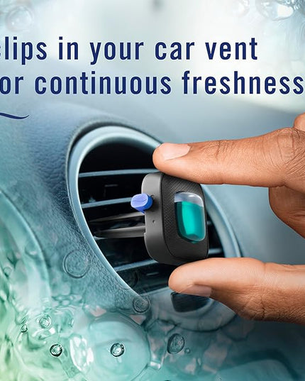 Febreze Car Air Freshener, Odor-Fighting Automotive Vent Clip, Scented Car Accessories, Long Lasting for Strong Odors, Unique Stocking Stuffer, Unstopables Fresh Scent, .07 fl oz, Blue, 4 Count