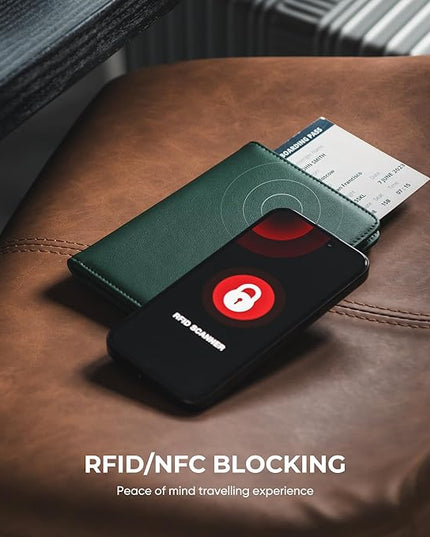 VULKIT Passport Holder with Airtag Slot, Premium Nappa Leather, RFID Blocking Airtag Passport Wallet