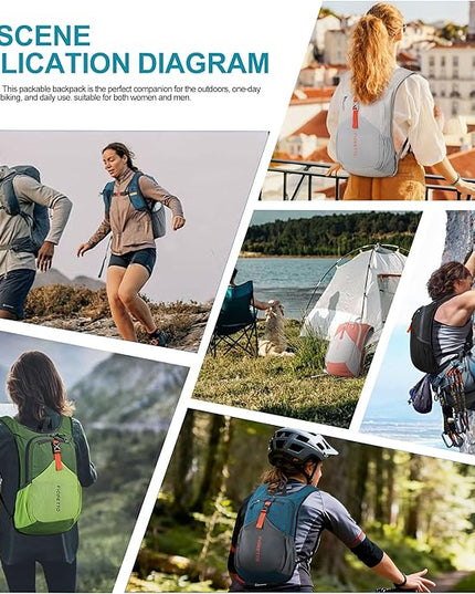 FIORETTO 15L Hiking Backpack for Women Men Mini Packable Backpack Lightweight Small Daypack for Camping Travel Outdoor, Turquoise
