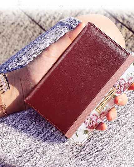 Passport Holder Cover Travel RFID Blocking Passport Cover Rose Gold Cute Flowers Passport Wallet with Elastic Band for Women