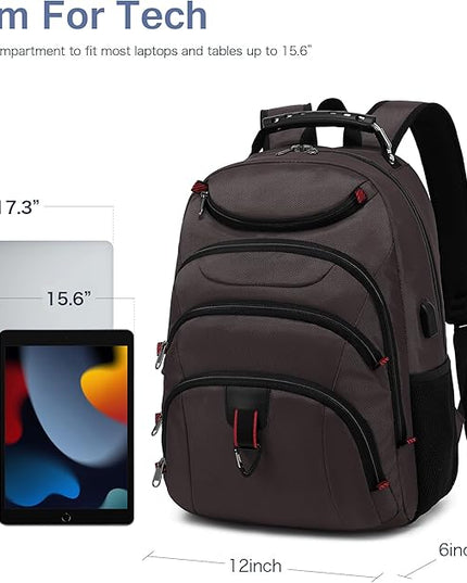 Boavan Laptop Backpack for men, 15.6 inch Laptop Bag with USB Port, Waterproof Travel Work Backpack Purse, Anti-Theft Teacher Nurse Doctor Casual Bookbags Office Business backpack,Coffee