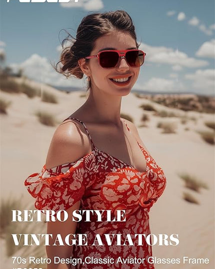 FEISEDY Retro Square Aviator Sunglasses Women Men 70s Vintage Trendy Plastic Frame Sun Glasses B2835