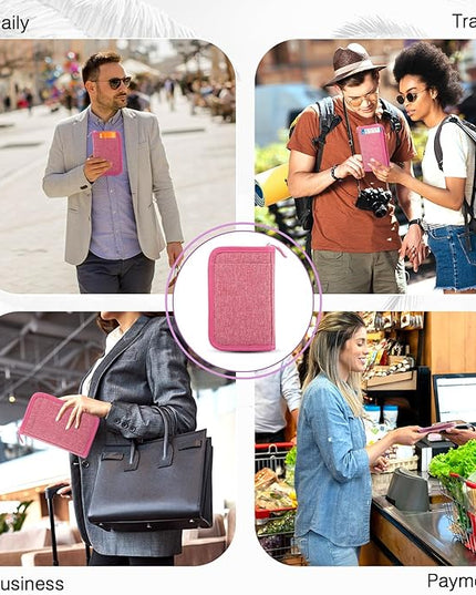 Single Passport Holder for Travel, RFID Travel Document Organizer for Women Waterproof Passport Wallet Men Portable Case for Cards, Boarding Pass, ID, Money, Tickets with Zipper