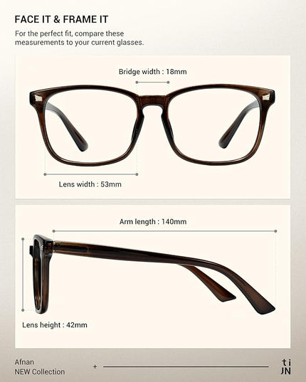 TIJN Blue Light Blocking Glasses for Women Men Clear Frame Square Nerd Eyeglasses Anti Blue Ray Computer Screen Glasses