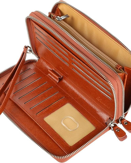 Lavemi Small Compact Women Wallet RFID Blocking Genuine Leather Bifold Purse with ID Windows