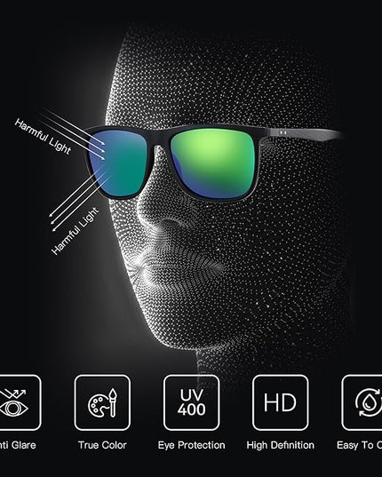 ZENOTTIC Square Polarized Sunglasses for Men Ultralight Carbon Fiber Sun Glasses Driving Fishing Golf Sports UV400 Protection
