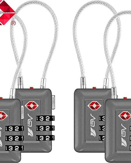 TSA Accepted Luggage Travel Lock, Set-Your-Own Combination Lock for School Gym Locker, Luggage Suitcase Baggage Locks, Filing Cabinets, Toolbox, Case (Slate Gray, 4 Pack)