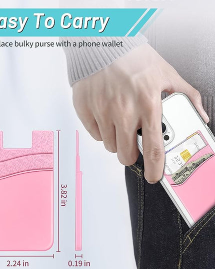 SHANSHUI Phone Pocket, Stick on Wallet Credit Business Card Holder for Back of Phone Pocket Compatible for iPhone, Android and Every Smartphones (Black,White,Pink/3pcs)
