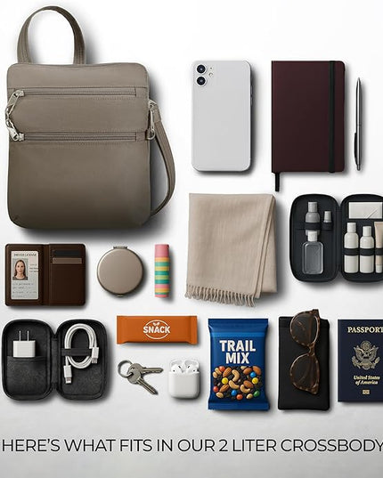 Travelon Anti-theft Classic Slim Double Zip Crossbody