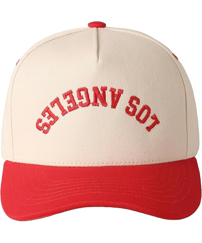 MIRMARU Two-Tone Vintage Canvas Trucker Hats for Men & Women, Adjustable Size Baseball Caps with Trendy Embroidered Design