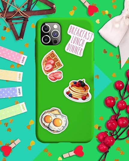 BulbaCraft Cute Breakfast Food Stickers for Scrapbooking, Water Bottle & Laptop - Breakfast Party Supplies & Decorations, Kawaii Food Stickers, Waterproof Vinyl Decals, Gifts for Women & Men