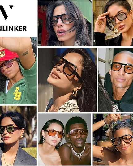 VANLINKER Oversized Retro Square Aviator Sunglasses for Women Men 70s Vintage Style Trendy Big Flat Top Sun Glasses VL9826