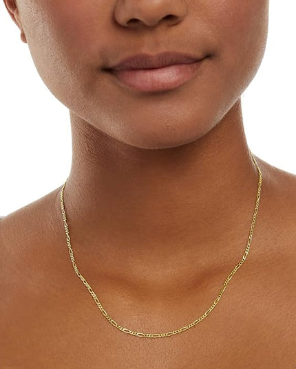 Amazon Essentials 14k Gold or Sterling Silver Plated Figaro Chain Necklace