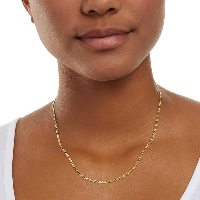 Amazon Essentials 14k Gold or Sterling Silver Plated Figaro Chain Necklace