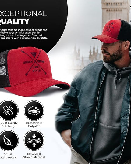 Urban Effort Mesh Back Cap - for Men and Women Baseball Hat 5-Panel Trucker Hat - Great Snapback Closure for Hunting & Hiking