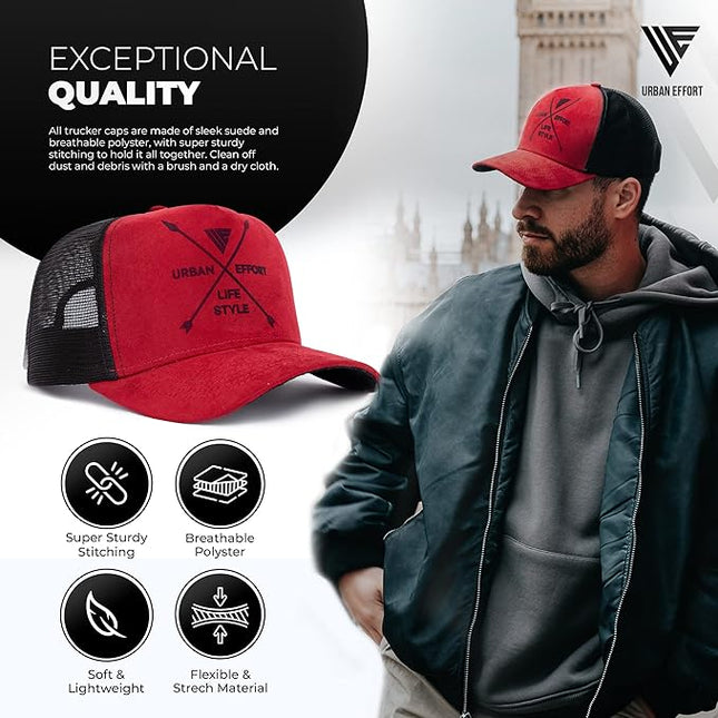 Urban Effort Mesh Back Cap - for Men and Women Baseball Hat 5-Panel Trucker Hat - Great Snapback Closure for Hunting & Hiking