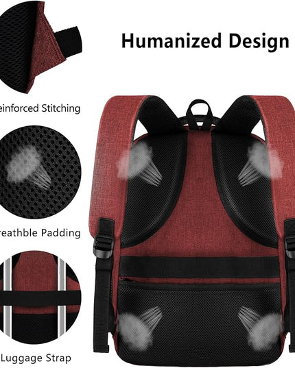 Backpack for Women Men, Travel School Backpacks for Teen Boys, Bookbag with USB Charging Port, Anti Theft College Backpack Fits 15.6 Inch Laptop, Casual Work Business Back Pack, Red